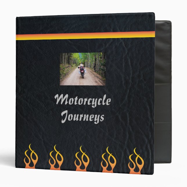 Motorcycle Biker Travel Photo Scrapbook 3 Ring Binder (Front/Inside)