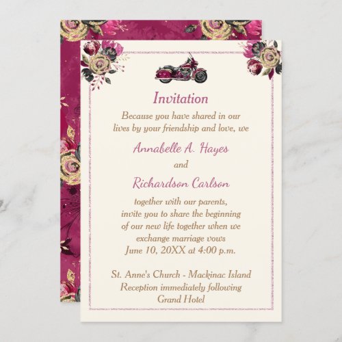 Motorcycle Biker Wedding Invitation