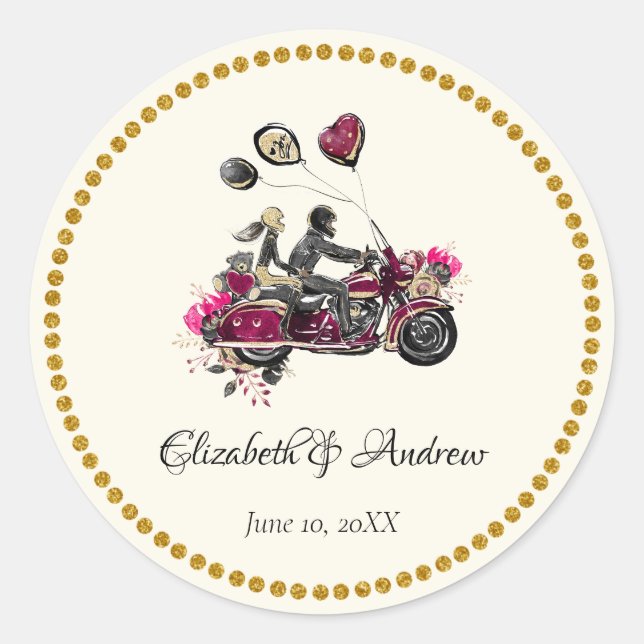 Motorcycle Biker Wedding Sticker (Front)