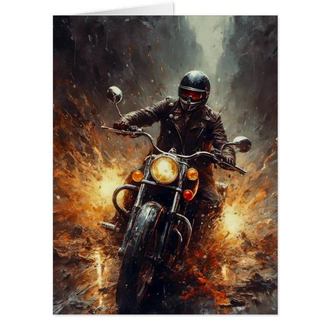 MOTORCYCLE BIRTHDAY BIGGEST BIG GREETING CARD (Front)