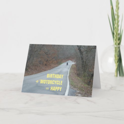 Motorcycle Birthday Card rider on road