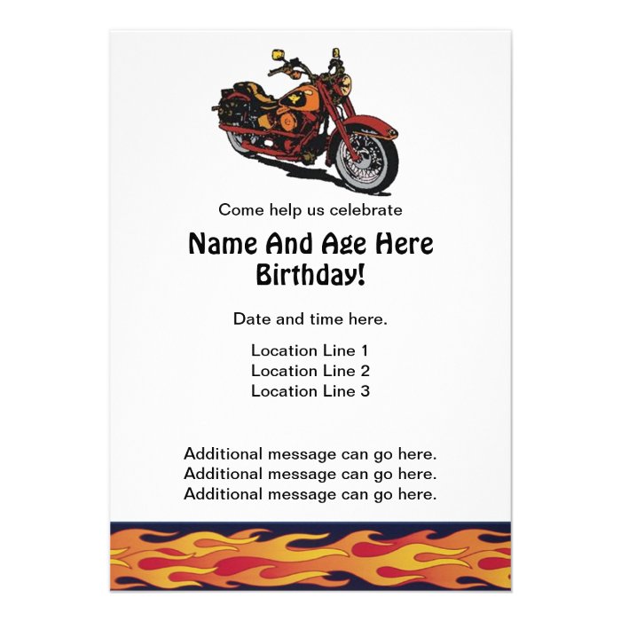 Motorcycle Birthday Invites