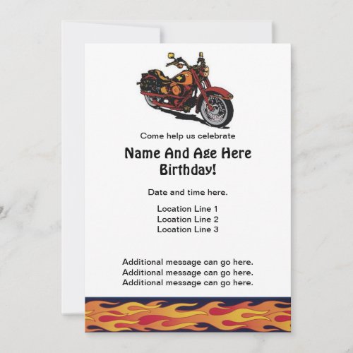Motorcycle Birthday Invites
