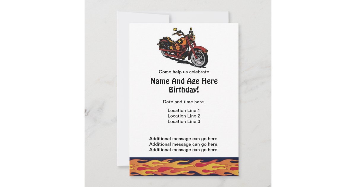 Motorcycle Birthday Invites | Zazzle