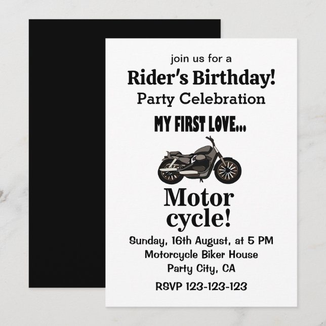 Motorcycle Birthday Motorbike Classic Motorcycle Invitation (Front/Back)