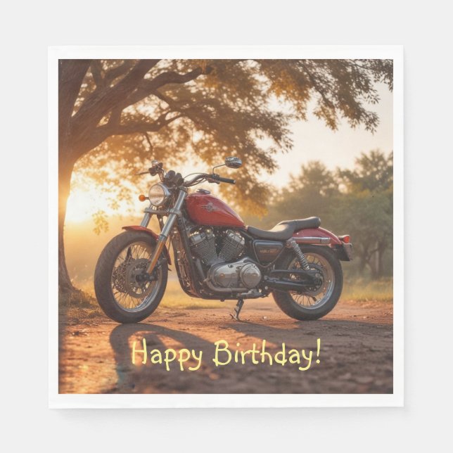 Motorcycle Birthday Napkins (Front)