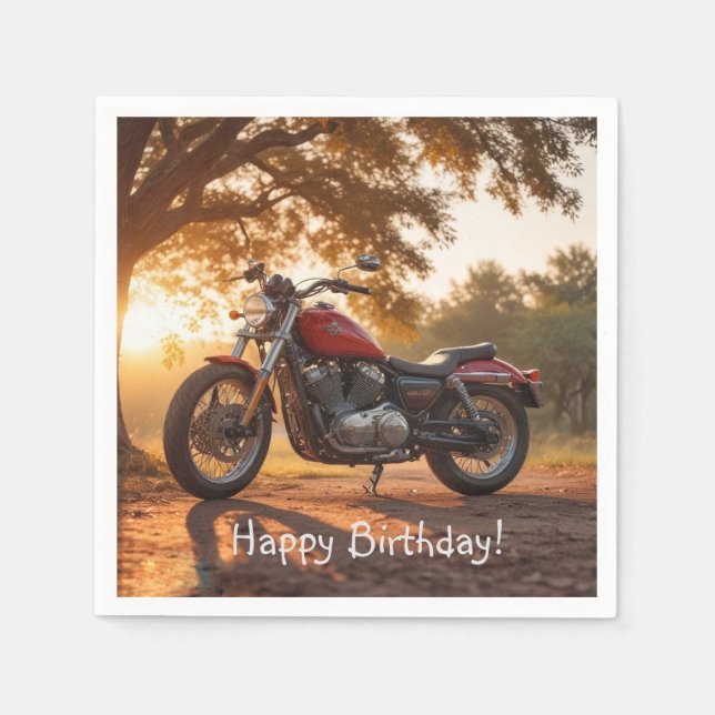 Motorcycle Birthday Napkins (Front)
