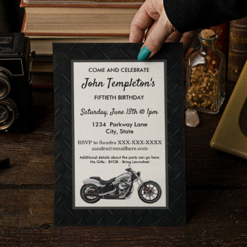 Motorcycle Birthday Party Men's Invitations by TheShirtBox at Zazzle