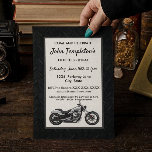 Motorcycle Birthday Party Mens Invitations