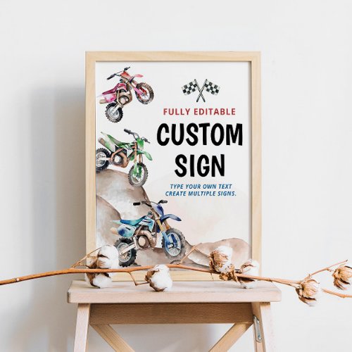 Motorcycle Birthday Party Table Sign