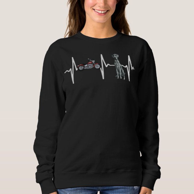 Motorcycle Blue Merle Dane Heartbeat Dog Sweatshirt (Front)