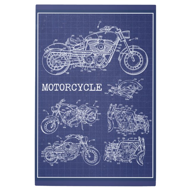 Motorcycle Blueprint Metal Print (Front)