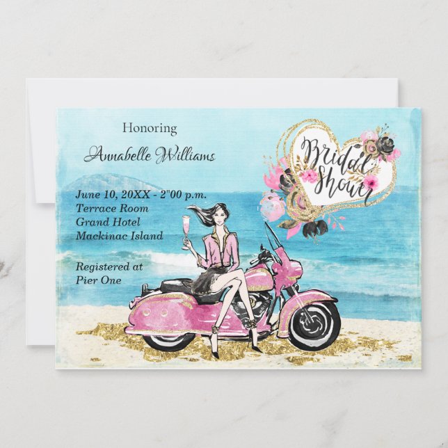 Motorcycle Bridal Shower Invitation (Front)