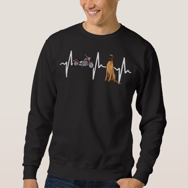 Motorcycle Brown Great Dane Heartbeat Dog Sweatshirt (Front)