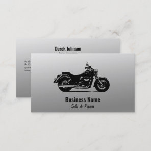 Motorcycle Business Cards | Black Gradient Silver