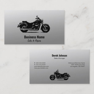 Motorcycle Business Cards Black Gradient Silver
