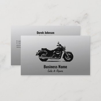Motorcycle Business Cards | Black Gradient Silver by Heard_ at Zazzle