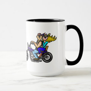 Motorcycle  Cartoon Couple Mug   Customize It!
