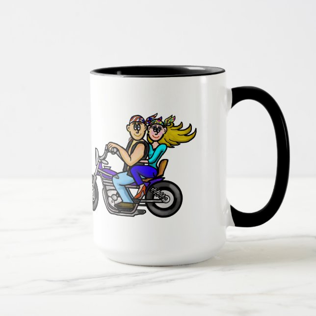 Motorcycle  Cartoon Couple Mug   Customize It! (Right)