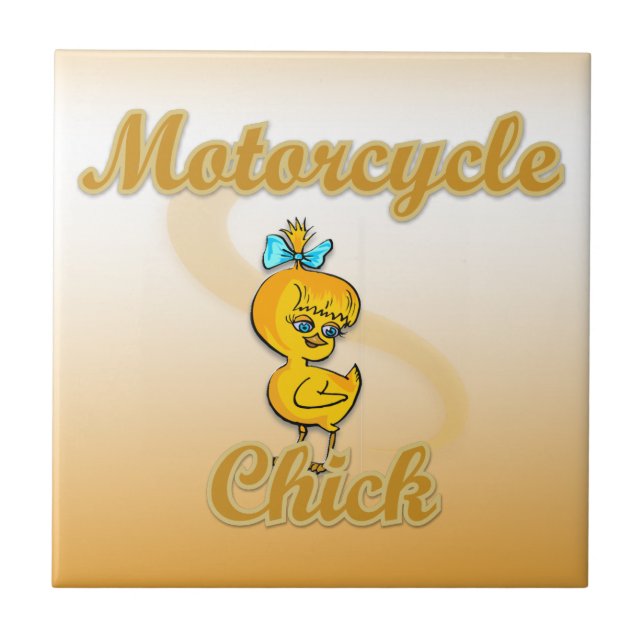 Motorcycle Chick Ceramic Tile (Front)