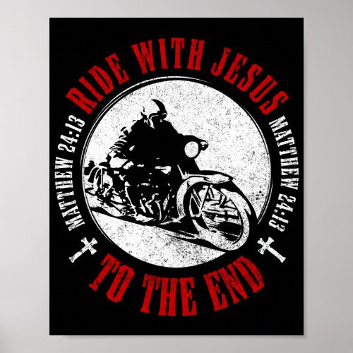 Motorcycle Christian Biker Faith Ride with Jesus  Poster