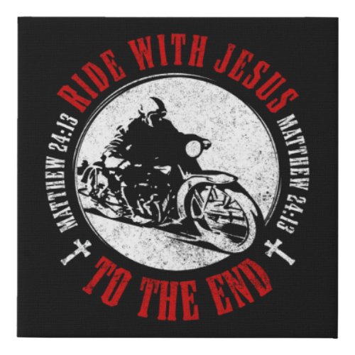 Motorcycle Christian Faith Follow Jesus Biker Faux Canvas Print