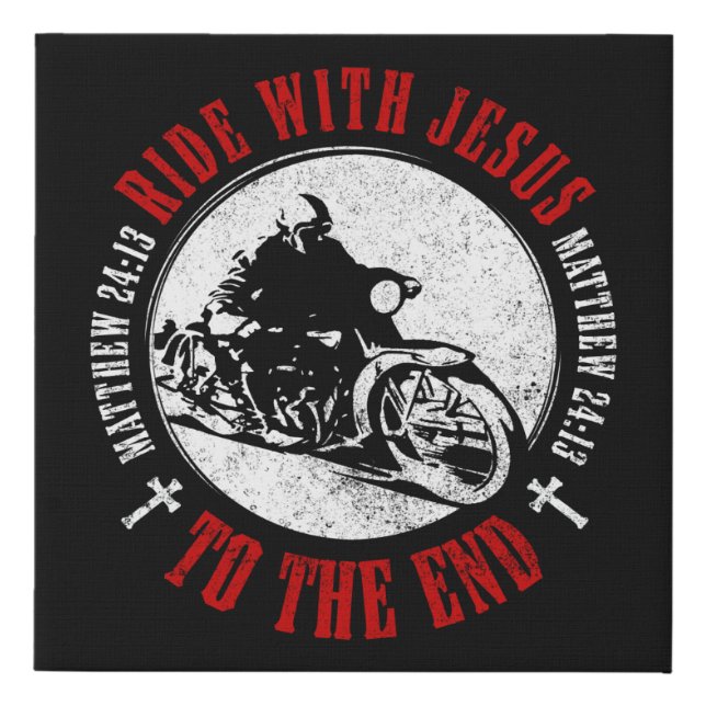 Motorcycle Christian Faith: Follow Jesus Biker Faux Canvas Print (Front)