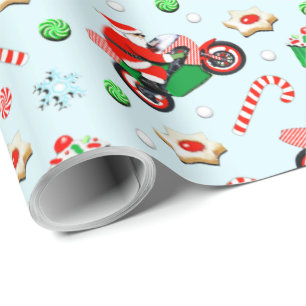 Motorcycle Christmas Gift Wrapping Paper