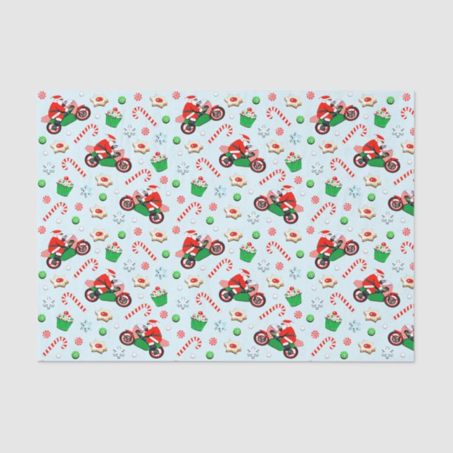 Motorcycle Christmas Holiday Gift Tissue Paper (Front)