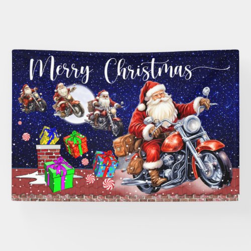 Motorcycle Christmas Indoor or Outdoor Banner