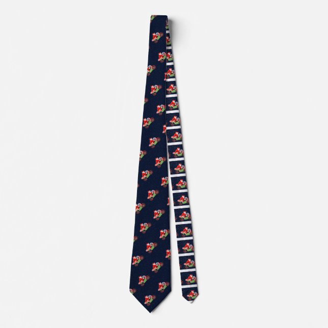 Motorcycle Christmas Santa Neck Tie (Front)