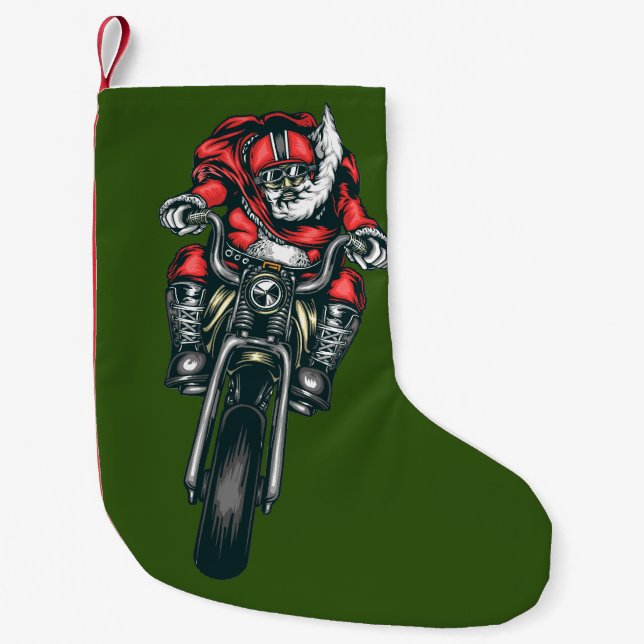 Motorcycle Christmas  Small Christmas Stocking (Front)