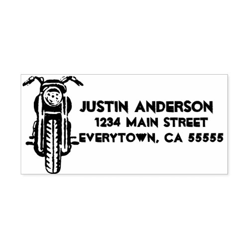 Motorcycle Chunky Font Return Address Self_inking Stamp