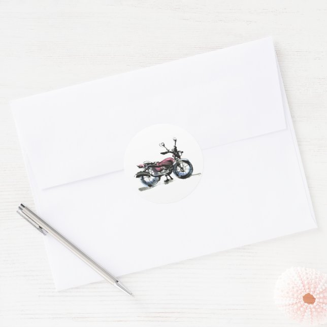 Motorcycle Classic Round Sticker (Envelope)