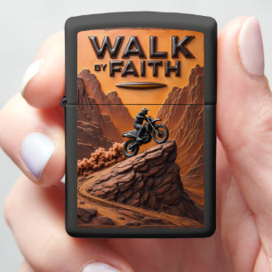 Motorcycle Cliff Ascent Walk By Faith Zippo Lighter