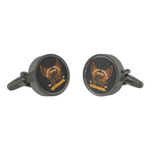 Motorcycle Club Badge Gunmetal Finish Cufflinks