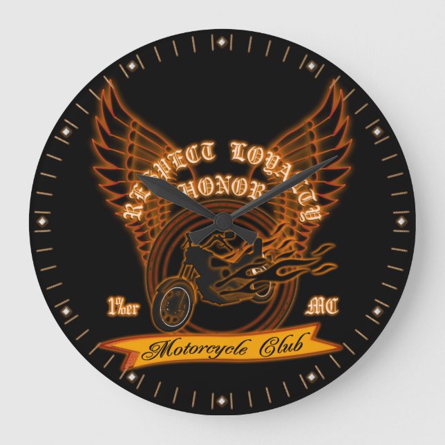 Motorcycle Club Badge Large Clock (Front)