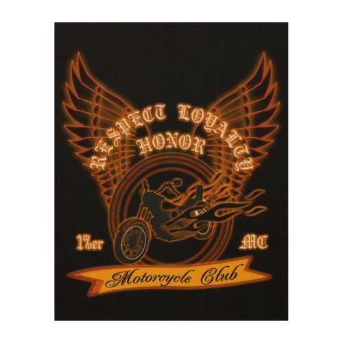 Motorcycle Club Badge Wood Wall Art