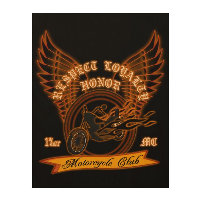 Motorcycle Club Badge Wood Wall Art (Front)