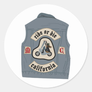 Motorcycle Club Vest Classic Round Sticker