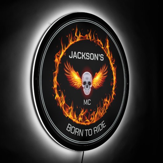 Motorcycle Club With Slogan or Motto LED SIGN (Angle)
