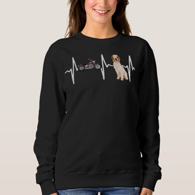 Motorcycle Clumber Spaniel Heartbeat Dog Sweatshirt (Front)