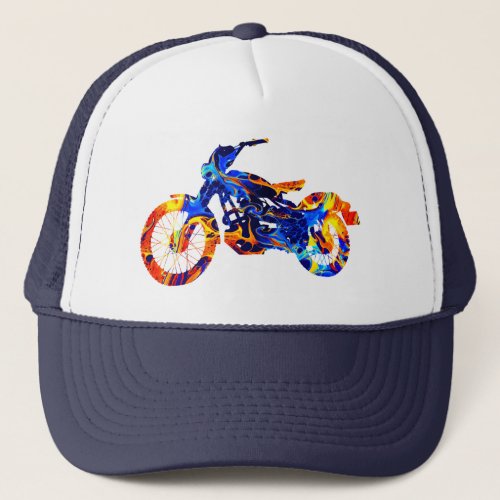 MOTORCYCLE COLORFUL MIX NEON PAINT   TRUCKER HAT