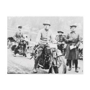 Motorcycle Competition vintage B&W photo Postcard