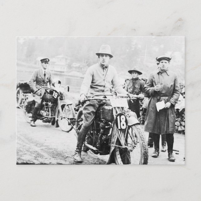 Motorcycle Competition vintage B&W photo Postcard (Front)