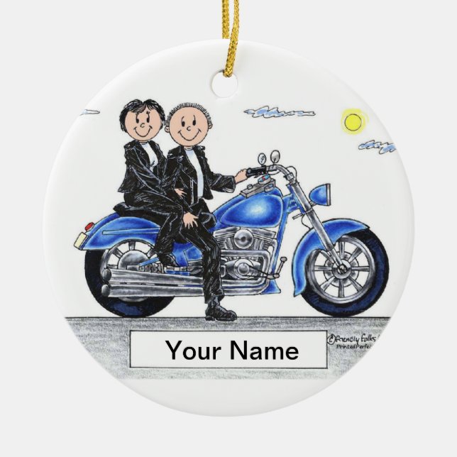 Motorcycle - Couple Ceramic Ornament (Front)