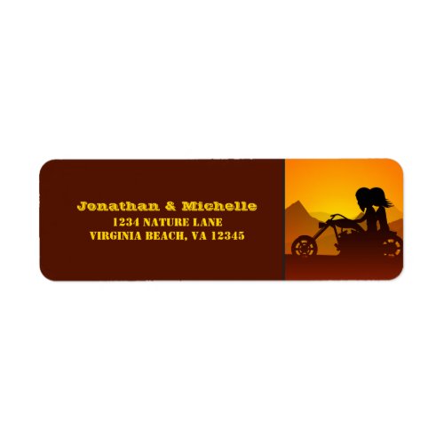 Motorcycle Couple Mountain SunsetSunrise Address Label