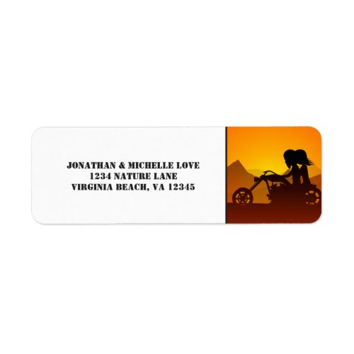 Motorcycle Couple Mountain SunsetSunrise Address Label