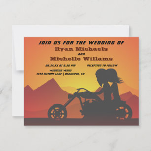Motorcycle Couple Mountain Sunset/Sunrise Wedding Invitation