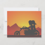 Motorcycle Couple Mountains Sunset/Sunrise Wedding Save The Date (Back)